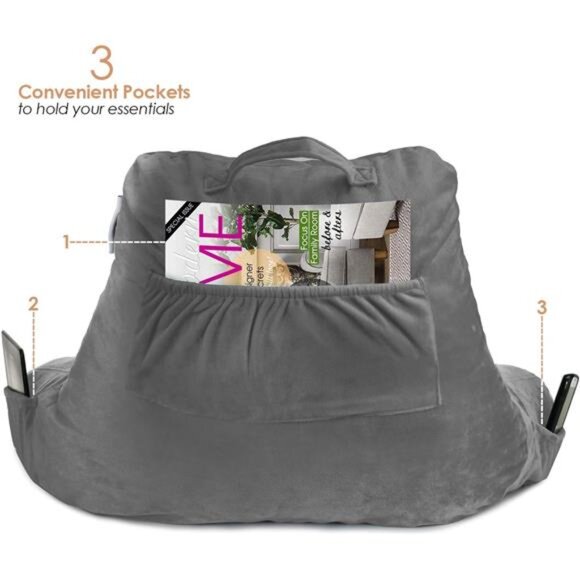 Nestl Reading Pillow Standard Bed Pillow, Back Pillow for Sitting in Bed - Picture 5 of 7